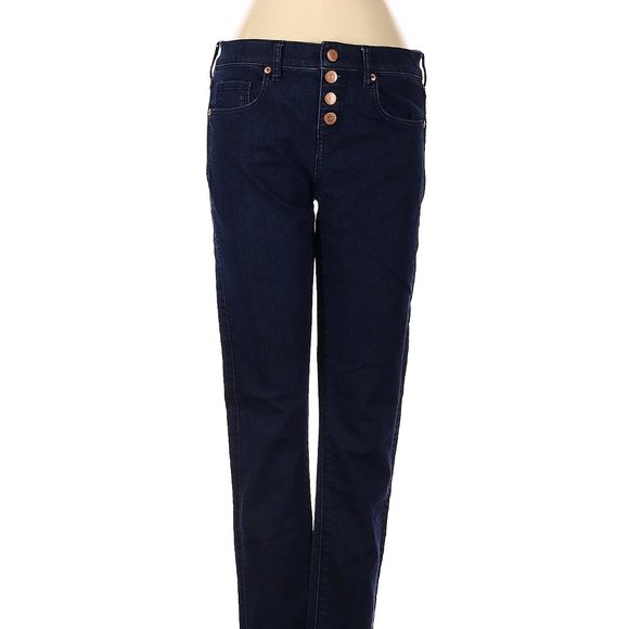 Ann Taylor Loft Jeans Blue Straight Leg Mid Rise Waist Size 26 #169 - Picture 1 of 4